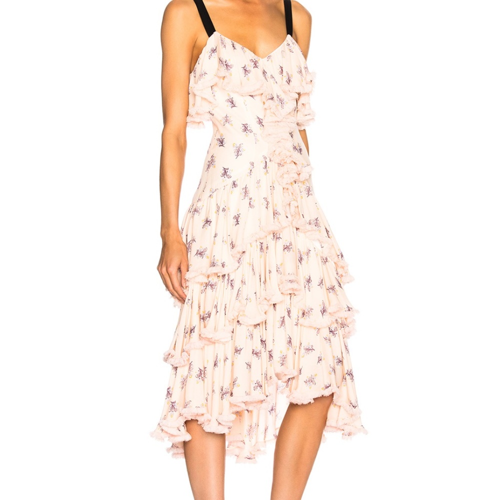 Cinq a Sept Edie ruffled printed silk midi dress